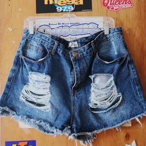 Ripped Denim Shorts